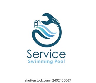 abstract swimming pool service logo symbol design template illustration inspiration