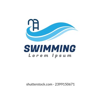 abstract swimming pool wave logo symbol design template illustration inspiration