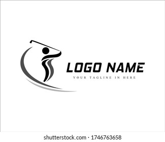 Abstract Swing shoot Golf player logo design inspiration