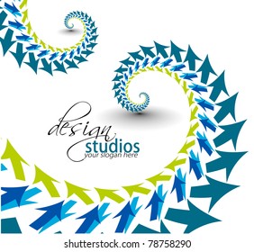 Abstract swirl arrow background, vector illustration.