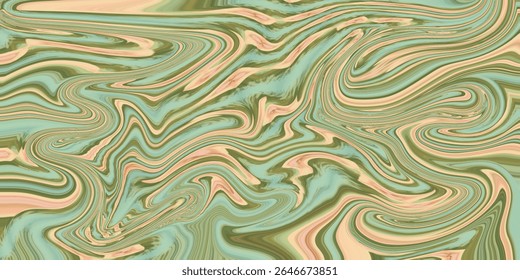 Abstract swirl artwork in soft earthy green and beige tones with fluid, wavy lines. Perfect for creative backgrounds, prints, or digital designs.