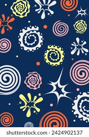Abstract swirl background pattern vector illustration fabric textile design template, art print editable