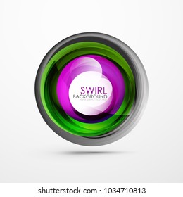 Abstract swirl banner, circle vector abstract background with copy space. Vector modern techno illustration