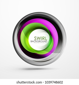 Abstract swirl banner, circle vector abstract background with copy space. Vector modern techno illustration