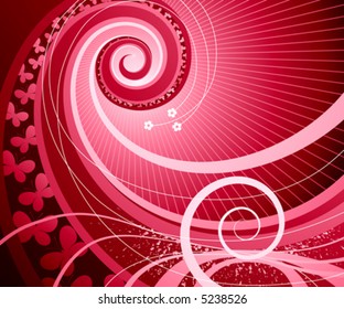 Abstract swirl and butterflies. Vector illustration.