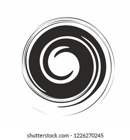 abstract swirl circle design element template black monochrome shape isolated on white concentric round