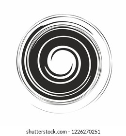 abstract swirl circle design element template black monochrome shape isolated on white concentric round