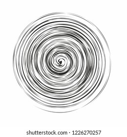 abstract swirl circle design element template black monochrome shape isolated on white concentric round