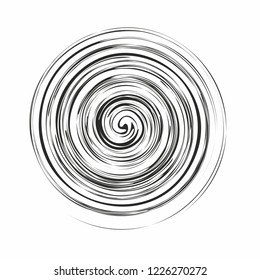 abstract swirl circle design element template black monochrome shape isolated on white concentric round