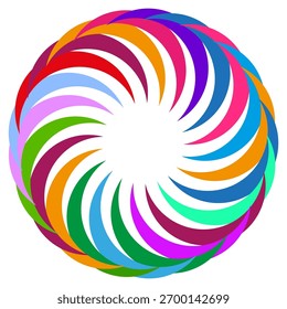 Círculo de espiral abstrato. Efeito de rotação dinâmica. Espectro colorido Vetor. Ilusão óptica geométrica.