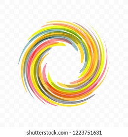 Resumen del elemento de diseño de swirl. Espiral, rotación y movimiento giratorio. Ilustración vectorial con efecto dinámico. 