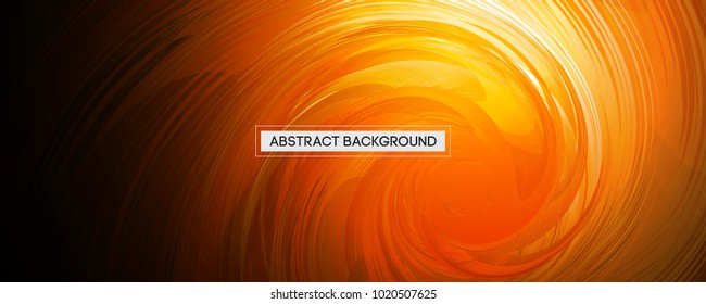 Abstract Swirl Design Orange Rounded Feather on Black Background | Wide Angle Vector Illustration