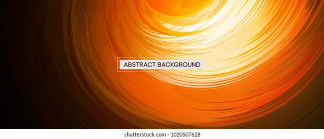 Abstract Swirl Design Orange Rounded Feather on Black Background | Wide Angle Vector Illustration