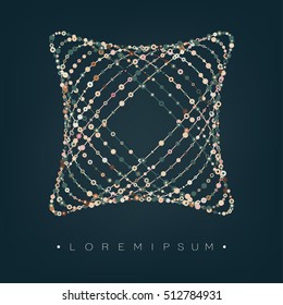 Abstract swirl with dots array and lines. Connection structure. Vector 