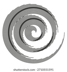 Elemento de remolino Abstractas. Espiral de línea negra. Vector de rotación dinámica. Gráfico de forma minimalista. EPS 10.