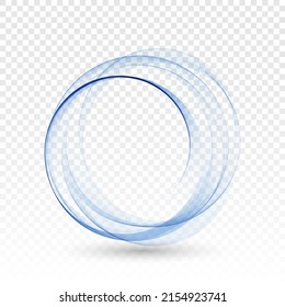Abstract swirl energy circle Blue c wave design element with shadow.