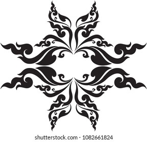 Abstract Swirl Floral Butterfly Traditional Thai Artwork Style Designed Concept for Artwork Frame Tattoo Symbol Logo Wallpaper Pattern Texture Background Wallpaper Backdrop Fabric Vector Format