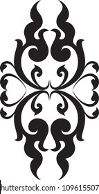 Abstract Swirl Floral Heart Butterfly and Bird, Southeast Asia Traditional Thai and Laos Artwork, Designed for Artwork Frame Tattoo Symbol Fabric Pattern Texture Wallpaper Background Backdrop