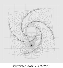 Abstract Swirl Graphic with Square Frame and Detailed Dot Pattern