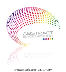 Abstract swirl icon, colorful dots design. Spiral Dots. Vector round dots logo. Circle dots object. Vector dots wave. Dots Halftone illustration. Rainbow dots logo.