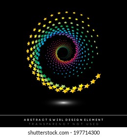 Abstract swirl icon, design element with colorful star shapes