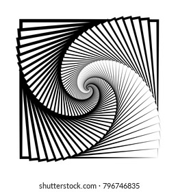 abstract, swirl of infinity, swirl geometry, endless spiral, patern, sheet of paper swirling towards the center, ridge to infinity, square, vector