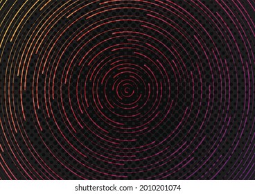 Resumen de la línea giratoria de la plantilla de arte del sistema decorativo de patrones futuristas. Diseño con medio tono en el centro para el fondo. vector de ilustración