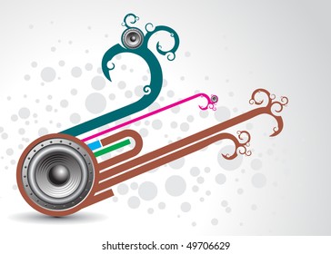 abstract swirl line with music speaker background, vector illustration,