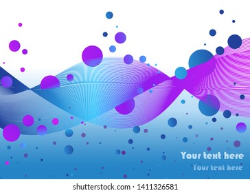 Abstract swirl lines background, DNA inspiration vector backdrop with bubbles for web and print, genetic code concept illustration 