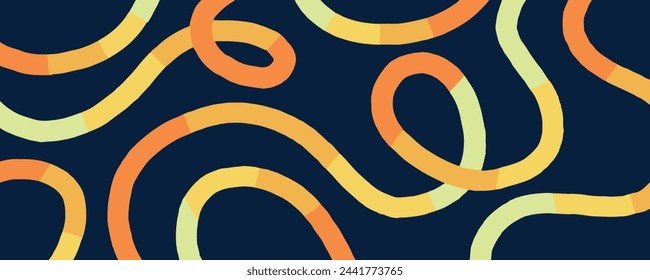 abstract swirl lines in gradient orange colors wallpaper illustration vector on dark navy background