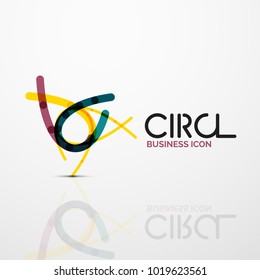 Abstract swirl lines symbol, circle logo icon. Vector minimal linear style design