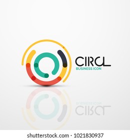 Abstract swirl lines symbol, circle logo icon. Vector minimal linear style design