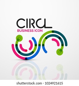 Símbolo abstracto de las líneas de giro, icono del logotipo de círculo. Diseño de estilo lineal mínimo para el vector