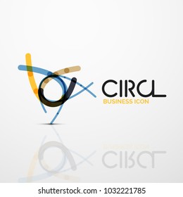 Abstract swirl lines symbol, circle logo icon. Vector minimal linear style design