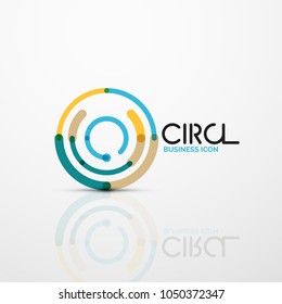 Abstract swirl lines symbol, circle logo icon. Vector minimal linear style design