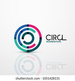 Abstract swirl lines symbol, circle logo icon. Vector minimal linear style design