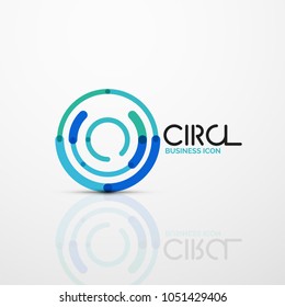 Abstract swirl lines symbol, circle logo icon. Vector minimal linear style design