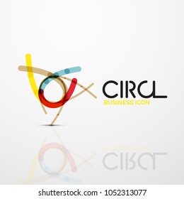 Abstract swirl lines symbol, circle logo icon. Vector minimal linear style design