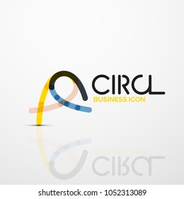 Abstract swirl lines symbol, circle logo icon. Vector minimal linear style design