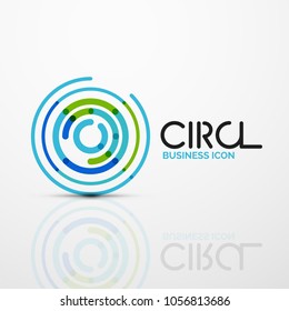 Abstract swirl lines symbol, circle logo icon. Vector minimal linear style design