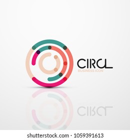 Abstract swirl lines symbol, circle logo icon. Vector minimal linear style design
