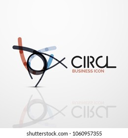Abstract swirl lines symbol, circle logo icon. Vector minimal linear style design
