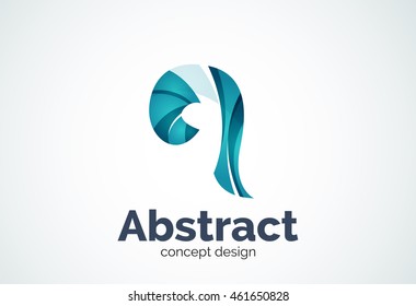 Plantilla de logotipo de swirl abstracto, concepto de forma elegante y suave. Estilo de diseño de piezas superpuestas en color