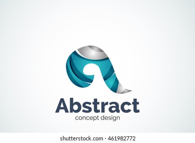 Abstract swirl logo template, smooth elegant shape concept. Color overlapping pieces design style