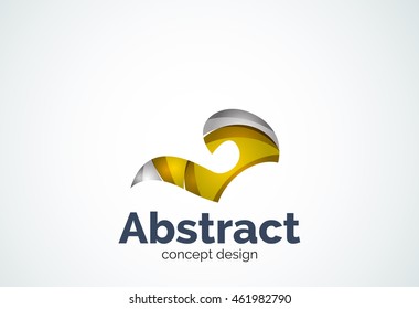 Plantilla de logotipo de swirl abstracto, concepto de forma elegante y suave. Estilo de diseño de piezas superpuestas en color