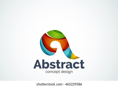 Abstract swirl logo template, smooth elegant shape concept. Color overlapping pieces design style