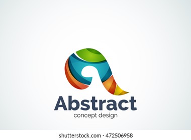 Abstract swirl logo template, smooth elegant shape concept. Color overlapping pieces design style