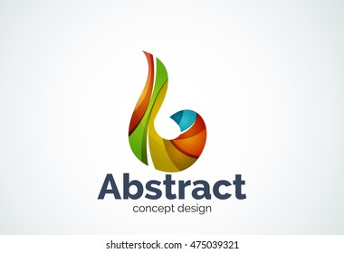 Plantilla de logotipo de swirl abstracto, concepto de forma elegante y suave. Estilo de diseño de piezas superpuestas en color