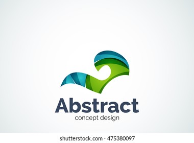 Abstract swirl logo template, smooth elegant shape concept. Color overlapping pieces design style
