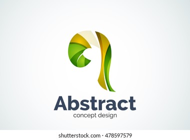 Abstract swirl logo template, smooth elegant shape concept. Color overlapping pieces design style